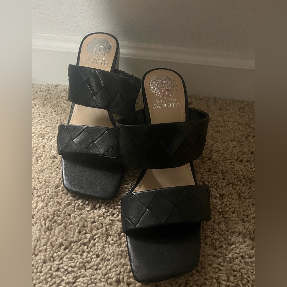 Vince Camuto Black Woven Strap Sandals